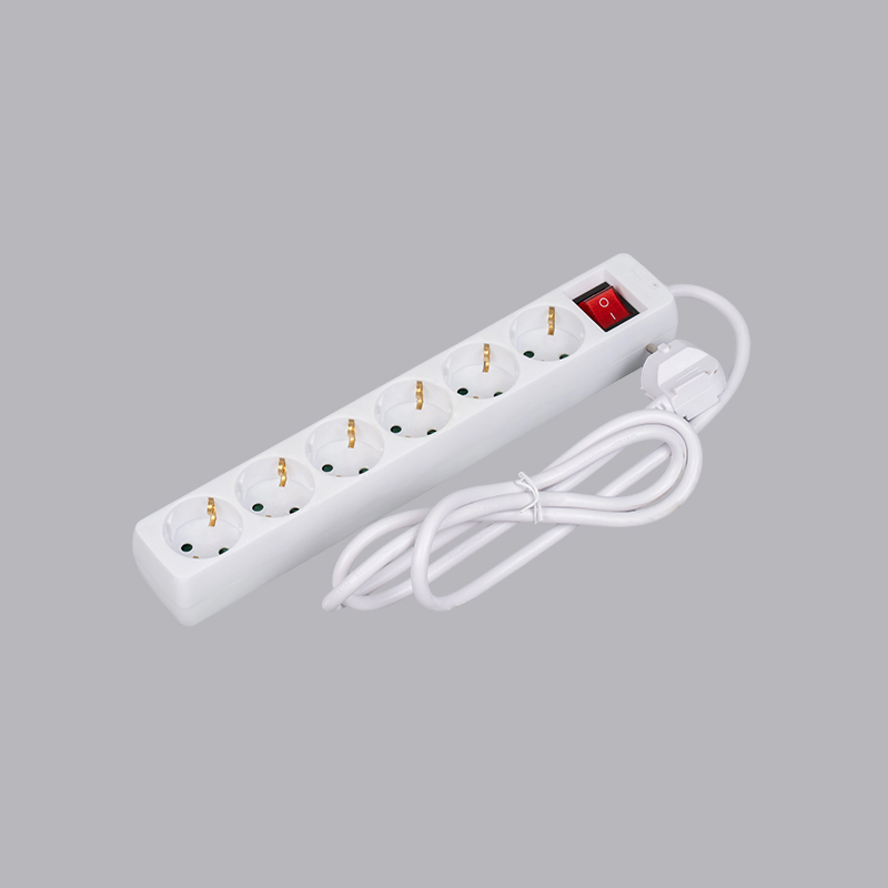 LOB-06K รางปลั๊กไฟสี่เหลี่ยม 6 ทิศทาง ชนิดเยอรมัน พร้อมสวิตซ์ Multi-Socket