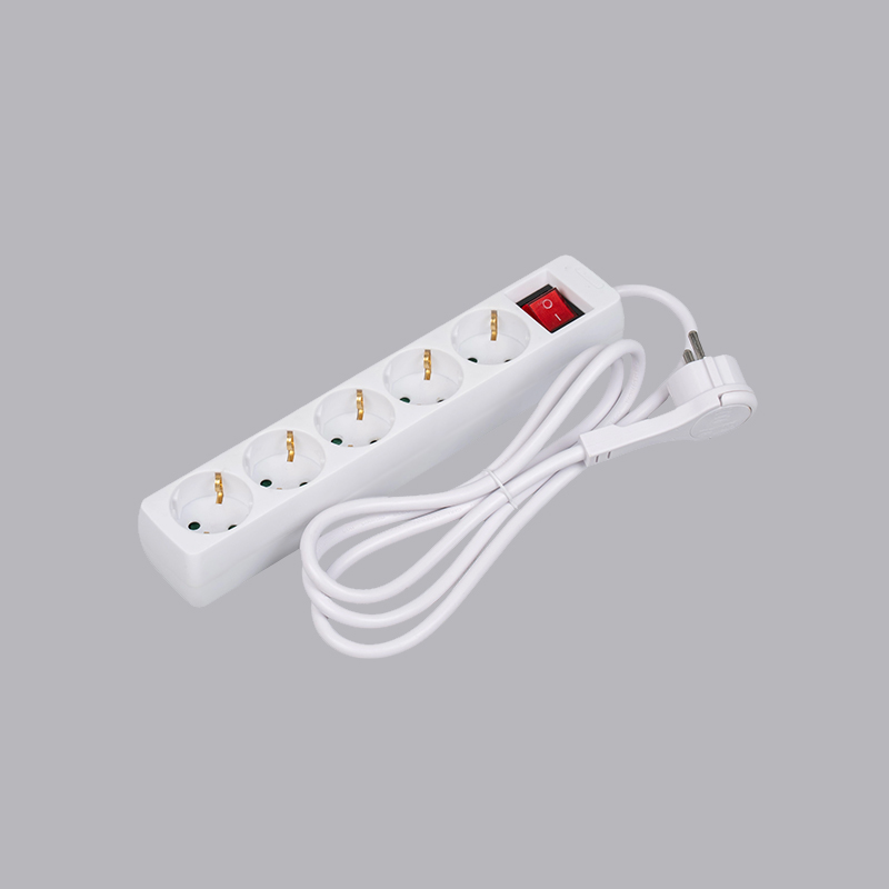 LOB-05KL รางปลั๊กไฟ 5 เหลี่ยมทรงสี่เหลี่ยมชนิดเยอรมัน พร้อมแหวนดึงและสวิตช์ Multi-Socket