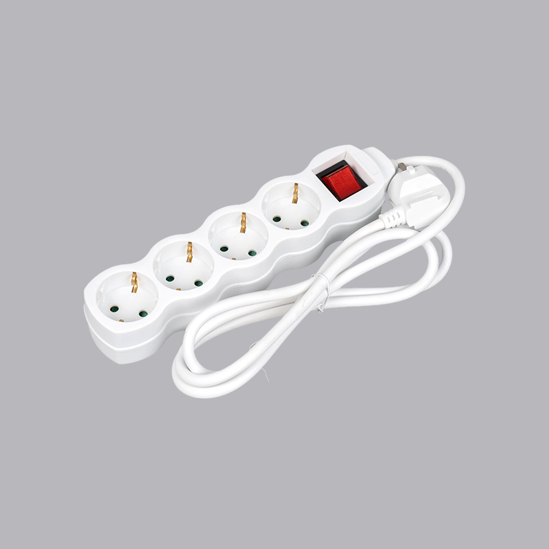 LOG-04K รางปลั๊กไฟทรงมะระ 4 ทาง ชนิดเยอรมัน พร้อมสวิตซ์ Multi-Socket