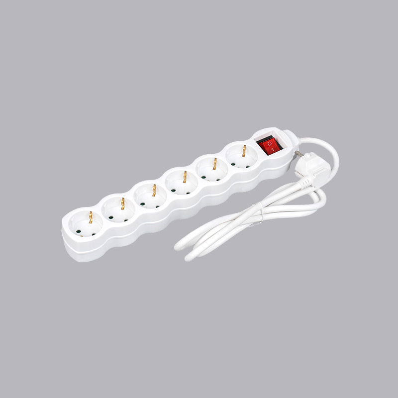 LOG-06K รางปลั๊กไฟทรงมะระ 6 ทาง ชนิดเยอรมัน พร้อมสวิตซ์ Multi-Socket
