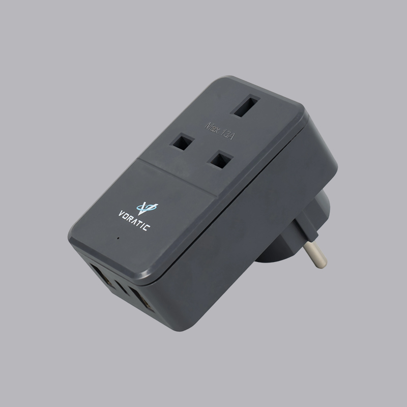 VT-925-DE UK ไปยังเยอรมนี, ช่องเสียบ 1 ช่อง, พอร์ต USB 2 พอร์ต, อะแดปเตอร์พอร์ต typeC 1 ช่อง