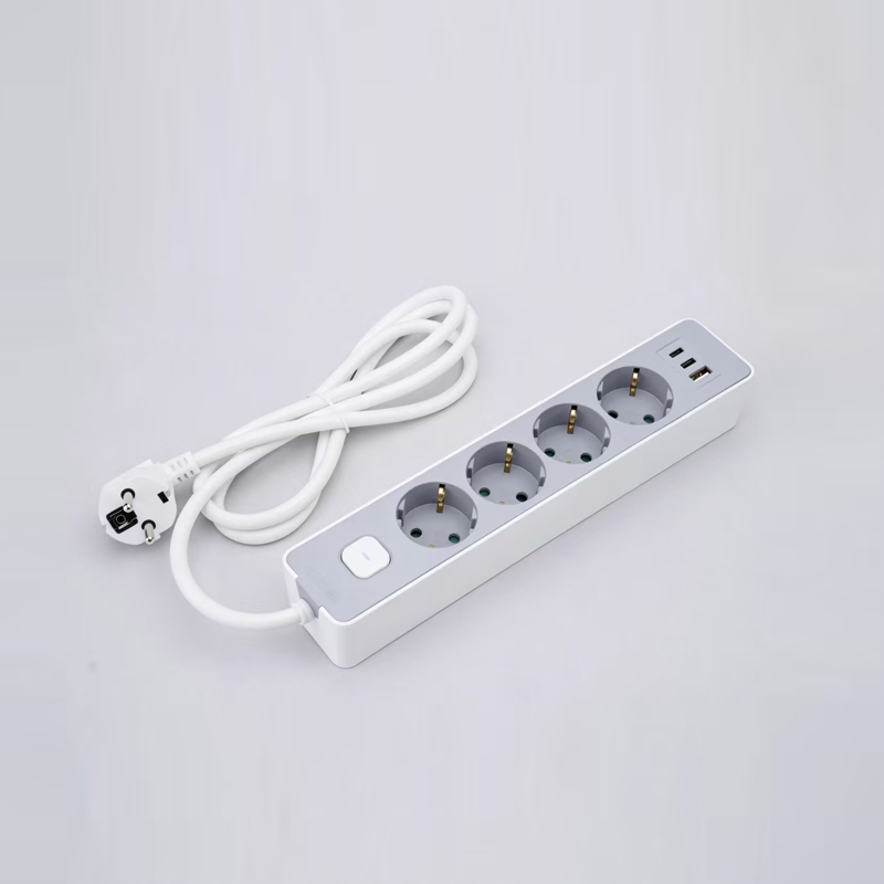 LOB-05K-AC ปลั๊กพ่วง 5 ช่องชนิดเยอรมันพร้อมสวิตช์, เครื่องชาร์จเร็ว PD, พอร์ต USB-A 1 พอร์ตและ Type-C 2 พอร์ต Multi-Socket